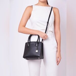 Michael kors black pebbled leather small Mercer crossbody bag | structured mini